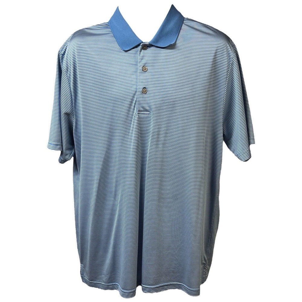 Grand Slam Polo Shirt XL Blue Striped‎ Golf Embroidered Logo Performance Classic